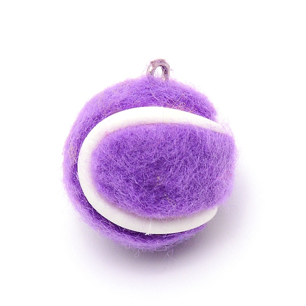 

PandaHall Cloth Fabric Pendants, with Platinum Tone Iron Loop, Tennis, Purple, 7/8x3/4 inch(22x19mm), Hole: 2mm Fibre Sports Purple