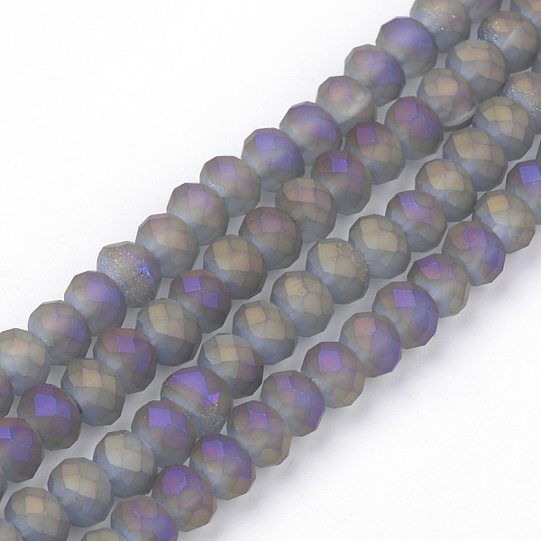 

PandaHall Electroplate Glass Beads Strands, Faceted, Matte Style, Rondelle, Steel Blue, 8x6mm, Hole: 1mm, about 72pcs/strand, 17.3 inch...