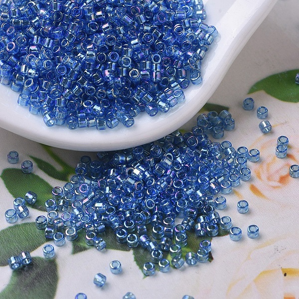 

PandaHall MIYUKI Delica Beads, Cylinder, Japanese Seed Beads, 11/0, (DB0177) Transparent Capri Blue AB, 1.3x1.6mm, Hole: 0.8mm, about..., Cyan