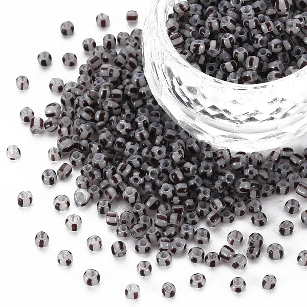 

PandaHall 8/0 Opaque Glass Seed Beads, Opaque Colours Seep, Round Hole, Flat Round with Stripe Pattern, Coconut Brown, 3~3.5x2~2.5mm, Hole...
