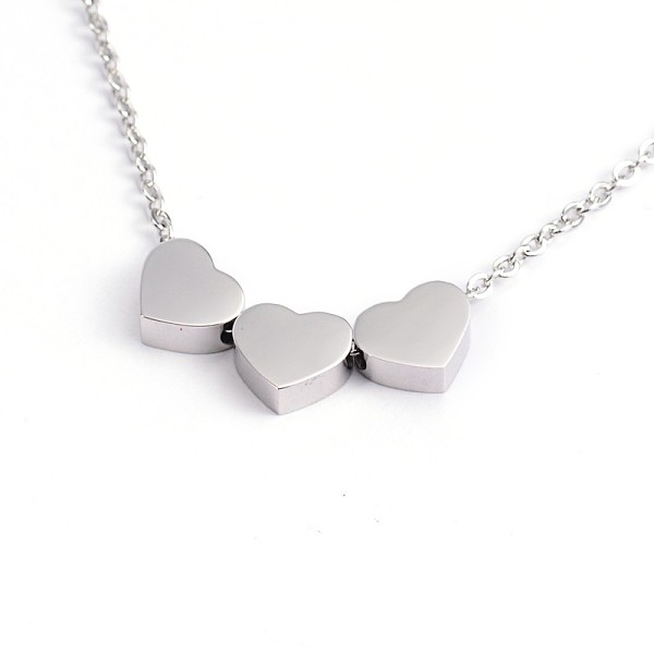 

PandaHall Heart 304 Stainless Steel Beaded Necklaces, with Lobster Claw Clasps, Stainless Steel Color, 18.1 inch(46cm) 304 Stainless Steel