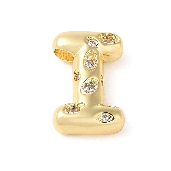 

PandaHall Brass Micro Pave Clear Cubic Zirconia Pendant, Letter A~Z, Letter I, 22x14.5x6mm, Hole: 4mm Brass+Cubic Zirconia Letter I Clear