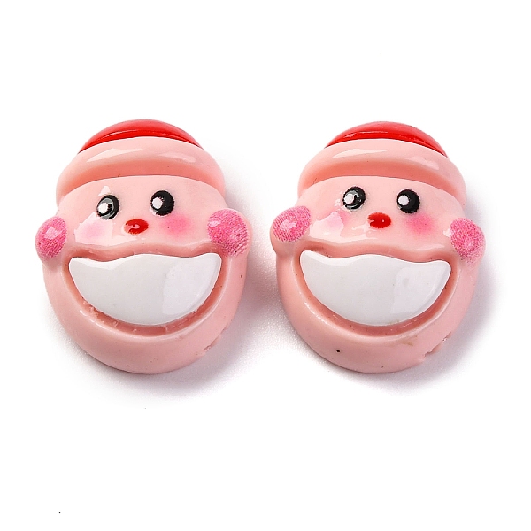ピンクのクリスマステーマの樹脂カボション