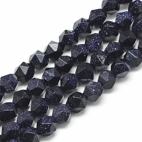 

PandaHall Synthetic Blue Goldstone Beads Strands, Star Cut Round Beads, Faceted, 7.5~8x6.5~7mm, Hole: 1.5mm, about 46pcs/strand, 15.5 inch...