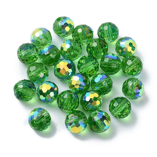 

PandaHall AB Color Plated Glass Beads, Faceted Round, Medium Sea Green, 8x7mm, Hole: 1.5mm Glass Round