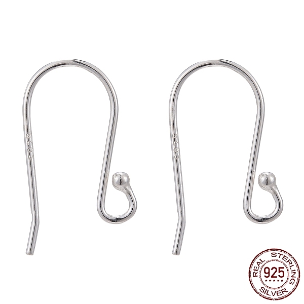 

PandaHall 925 Sterling Silver Earring Hooks, Silver, 10~14x12~15mm, Hole: 1.5mm, 21 Gauge, Pin: 0.7mm Sterling Silver Silver