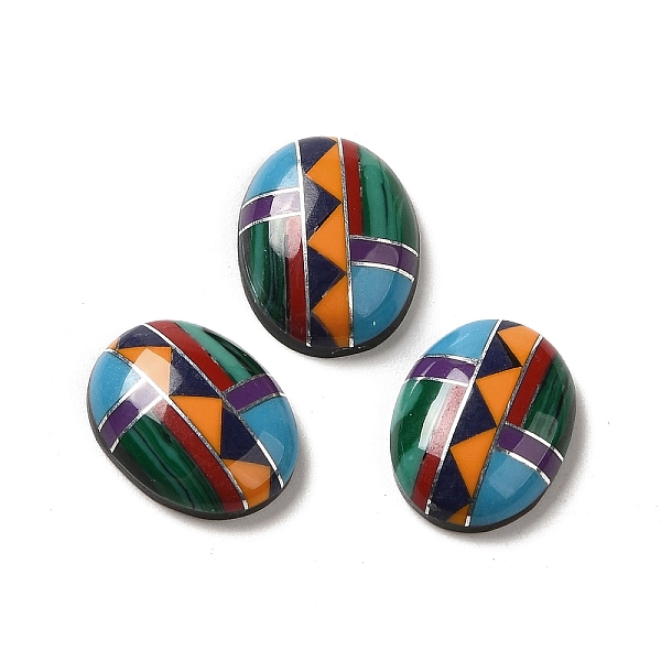 

PandaHall Assembled Synthetic Turquoise & Malachite & Synthetic Mixed Stone Cabochons, Half Oval, Mixed Dyed and Undyed, Colorful...