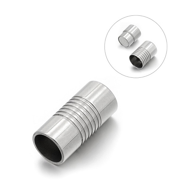 

PandaHall Smooth 304 Stainless Steel Column Magnetic Clasps with Glue-in Ends, Stainless Steel Color, 21x10mm, Hole: 8mm 304 Stainless Steel...