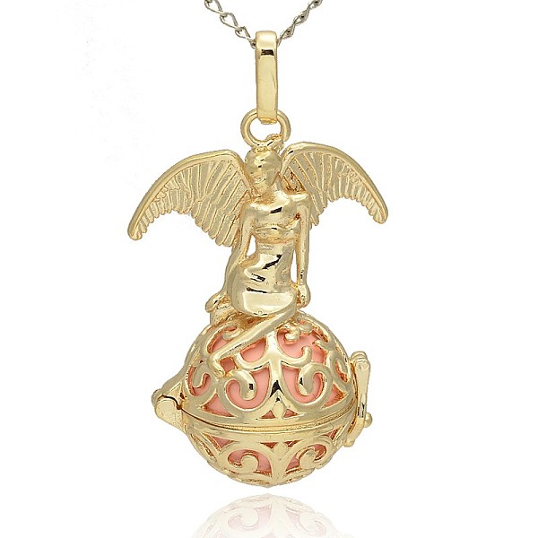 Golden Tone Brass Hollow Round Cage Pendants
