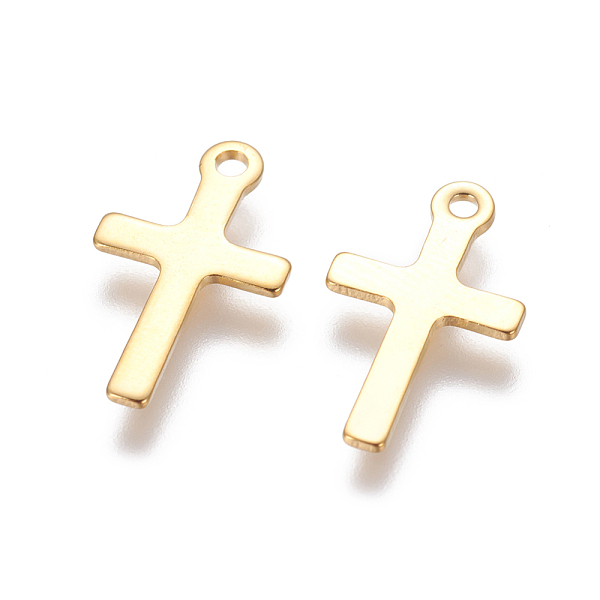 

PandaHall 201 Stainless Steel Pendants, Cross, Golden, 16.5x10x1mm, Hole: 1.2mm 201 Stainless Steel Cross