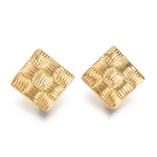 

PandaHall Alloy Stud Earring Findings, with Loop, Cadmium Free & Lead Free, Rhombus, Real 18K Gold Plated, 25x25mm, Hole: 3.5mm, Pin: 0.7mm...