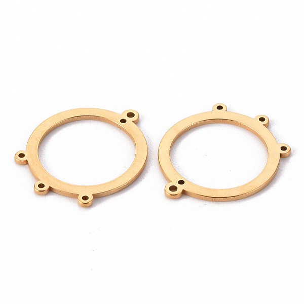 

PandaHall 201 Stainless Steel Chandelier Components Links, Round Ring, Laser Cut, Golden, 24.5x20.5x1mm, Hole: 1.2mm and 1mm 201 Stainless...