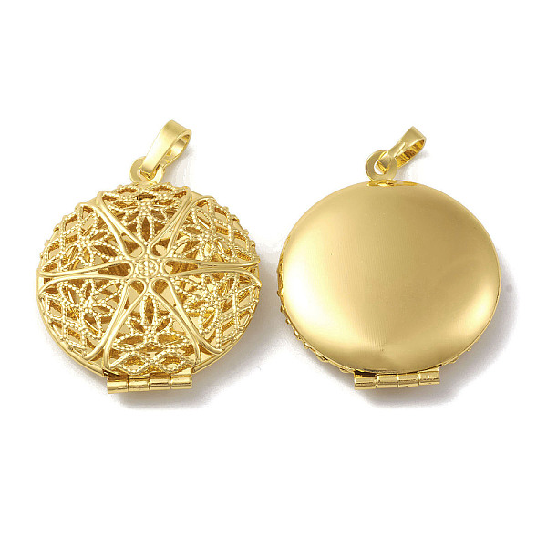 

PandaHall Rack Plating Brass Locket Pendants, Flat Round Charm, Cadmium Free & Lead Free, Long-Lasting Plated, Real 18K Gold Plated...