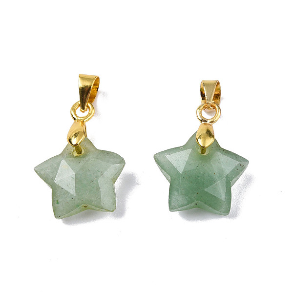 

PandaHall Natural Green Aventurine Charms, with Golden Plated Brass Findings, Faceted Star, Star: 12x12.5x5.5mm, Hole: 3.5x4mm Green...