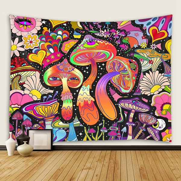 

PandaHall Mushroom Polyester Wall Tapestry, Rectangle Trippy Tapestry for Wall Bedroom Living Room, Orange, 1300x1500mm Polyester