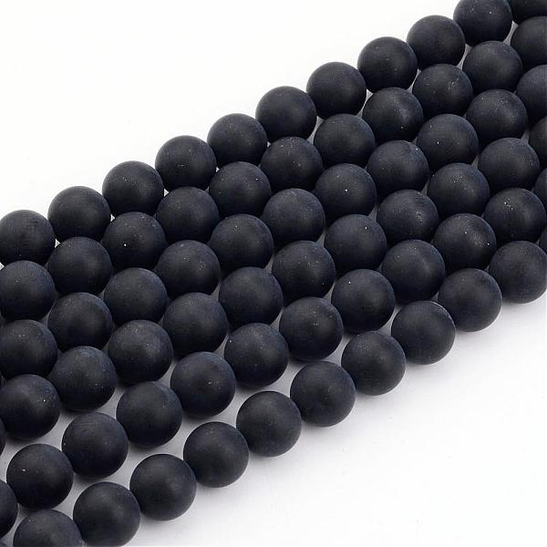 

PandaHall Natural Black Agate Bead Strands, Frosted, Round, 10mm, Hole: 1mm, about 39pcs/strand, 15.7 inch Black Agate Round Black