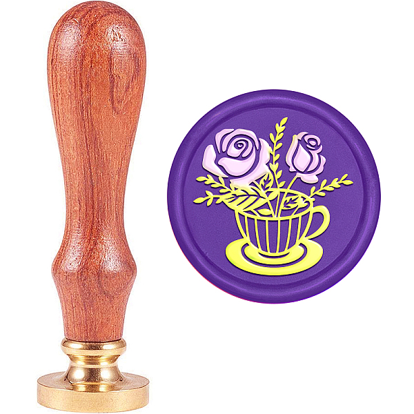 

PandaHall MAYJOYDIY Flower Tea Cup Wax Seal Stamp Vintage Rose Sealing Wax Stamp 30mm Removable Brass Head for Invitations, Christmas Cards...