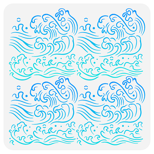 

PandaHall FINGERINSPIRE Waves Stencil Templates 11.8x11.8 inch Ocean Sea Wave Painting Stencil Plastic Nautical Wave Border Stencils Square...