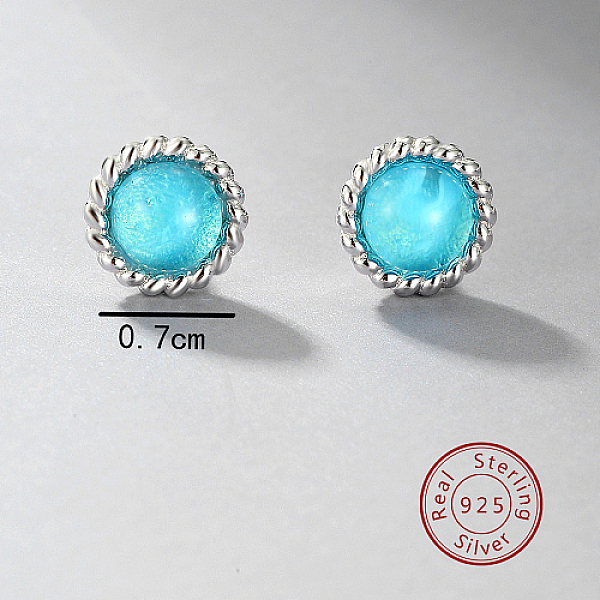 

PandaHall Cubic Zirconia Flat Round Stud Earrings, 925 Sterling Silver Earrings, Cyan, 70mm Cubic Zirconia Flat Round Cyan