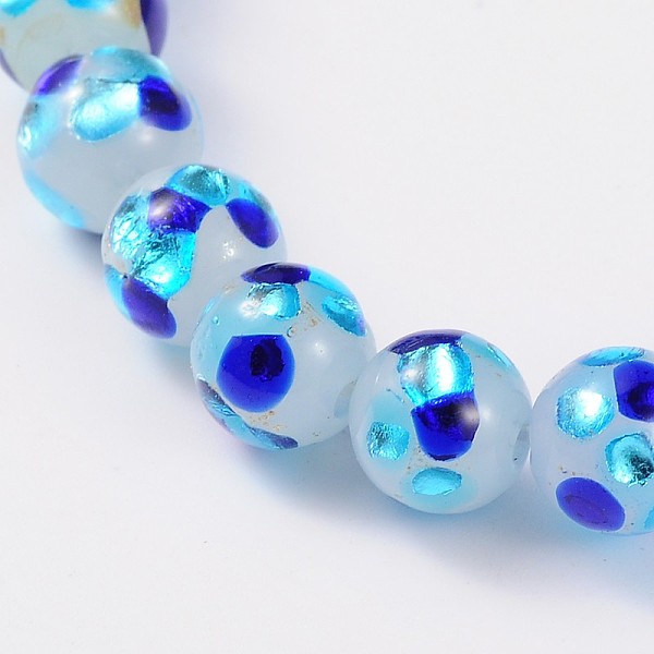 

PandaHall Handmade Silver Foil Glass Round Beads, Blue, 8mm, Hole: 1mm Silver Foil Round Blue