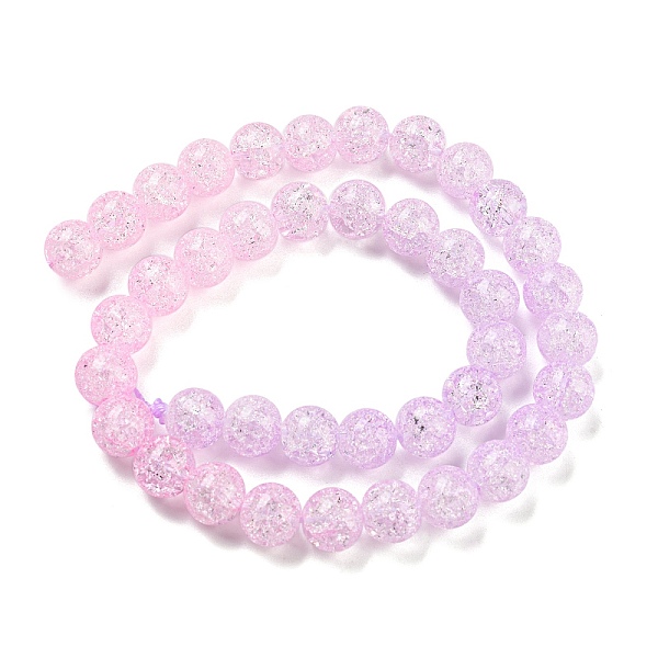 

PandaHall Spray Painted Crackle Glass Beads Strands, Gradient Color, Segmented Multi-color Beads, Round, Pink, 10mm, Hole: 1mm, about...