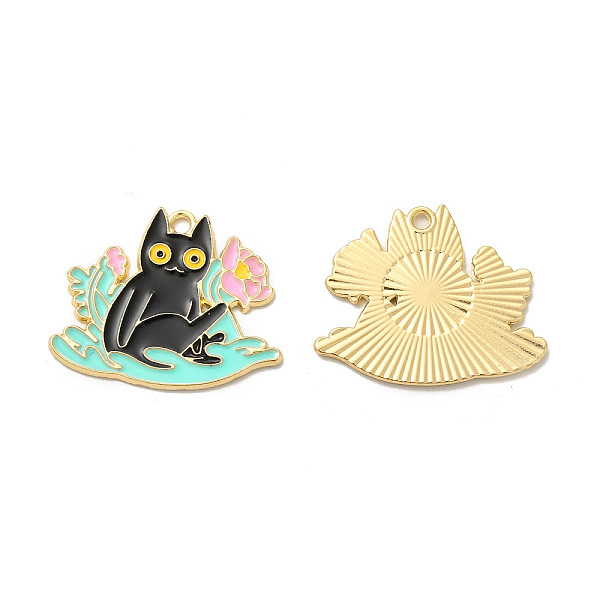 

PandaHall Alloy Enamel Pandants, Lead Free & Cadmium Free, for Halloween, Cat Charm, Light Gold, 23x28x1.5mm, Hole: 1.8mm Alloy+Enamel Cat...