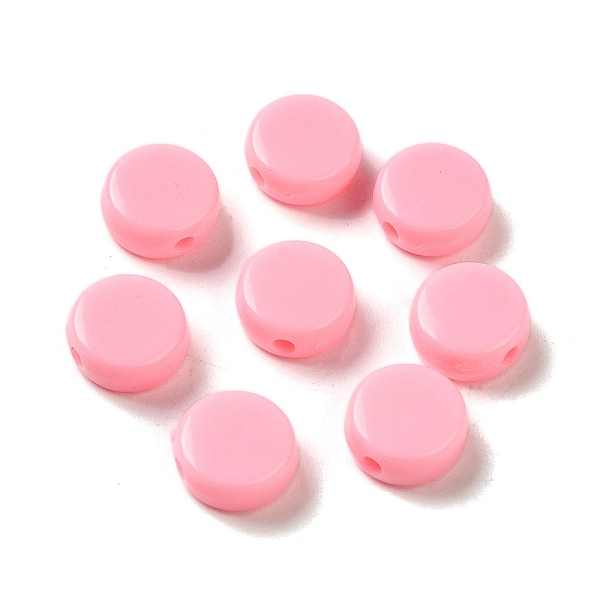 

PandaHall Opaque Acrylic Beads, Flat Round, Pink, 10x5mm, Hole: 1.8mm, about 1500pcs/500g Acrylic Flat Round Pink
