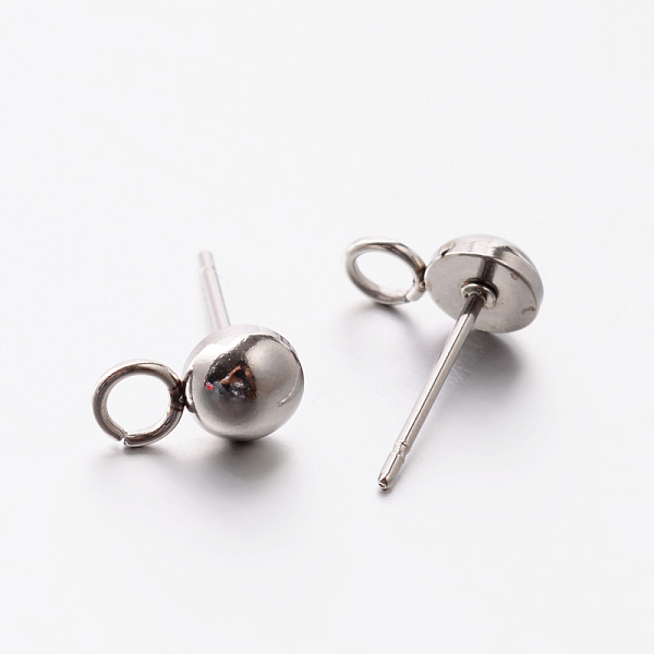 

PandaHall 304 Stainless Steel Stud Earring Findings, with Loop, Stainless Steel Color, 8.5mm, Pin: 0.6mm, Hole: 1.5mm 304 Stainless Steel...