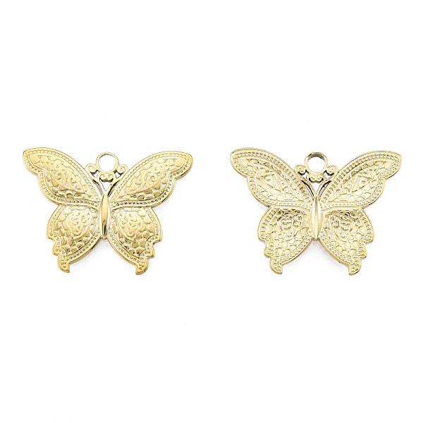 

PandaHall Ion Plating(IP) 201 Stainless Steel Pendants, Butterfly, Real 18K Gold Plated, 19x25x2mm, Hole: 2.5mm 201 Stainless Steel...