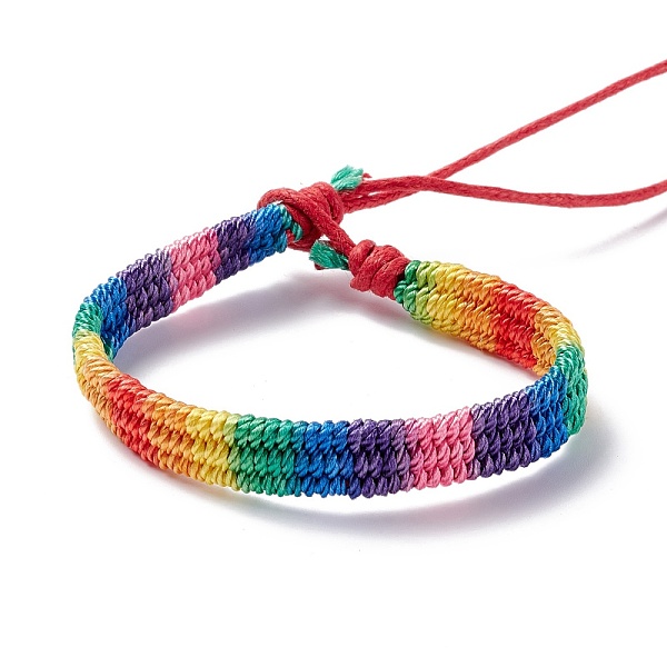 

PandaHall Rainbow Pride Bracelet, Nylon Braided Cord Bracelet for Men Women, Red, 7-1/8 inch(18cm) Nylon Red