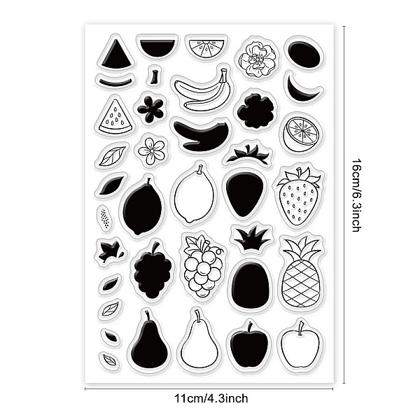 

PandaHall PH Decorative Clear Stamps Fruit Silicone Stamp Watermelon Pear Grape Lemon Banana Plastic Stamps Film Frame Transparent Seal...