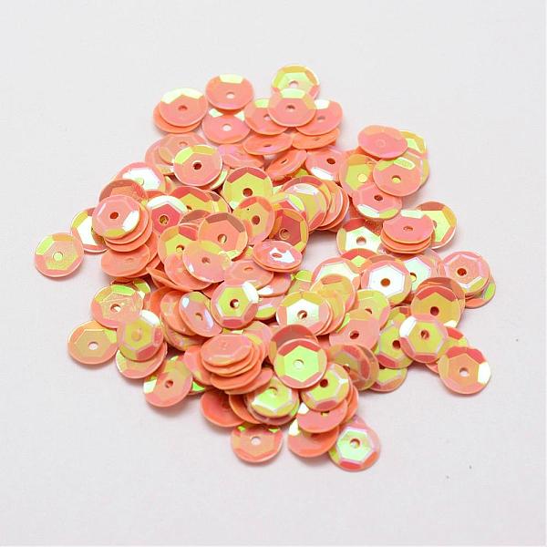 

PandaHall Plastic Paillette Beads, Semi-cupped Sequins Beads, Center Hole, Orange, 8x0.5mm, Hole: 1mm Plastic Disc Orange