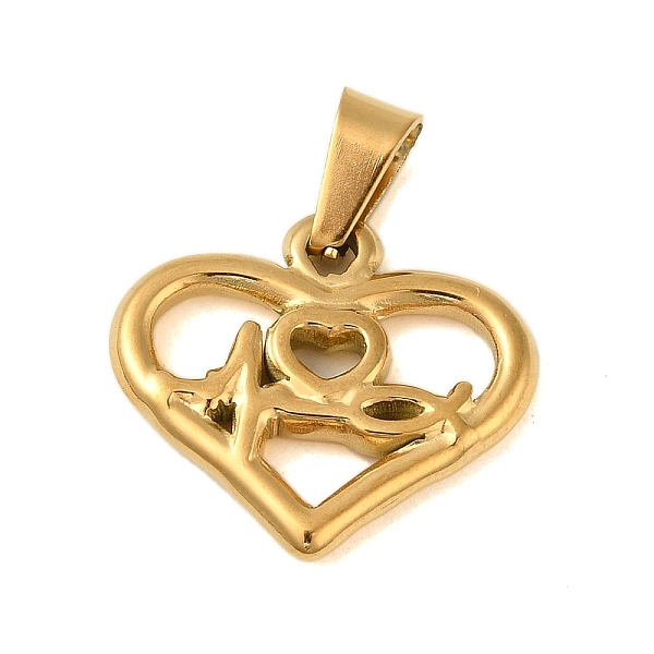 

PandaHall Ion Plating(IP) 304 Stainless Steel Pendants, Heart with Heartbeat Charm, Golden, 17.5x20x2.5mm, Hole: 6x3mm 304 Stainless Steel...
