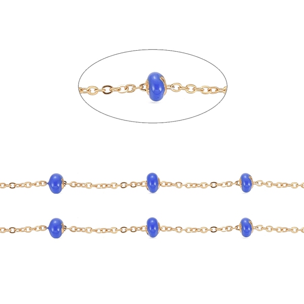 

PandaHall Stainless Steel Satellite Chains, with Enamel Beads and Spool, Soldered, Long-Lasting Plated, Flat Round, Golden, Blue...