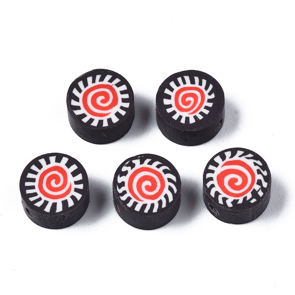 

PandaHall Handmade Polymer Clay Beads, for DIY Jewelry Crafts Supplies, Flat Round with Sun, Black, 9.5x4.5~5mm, Hole: 1.6mm Polymer Clay...