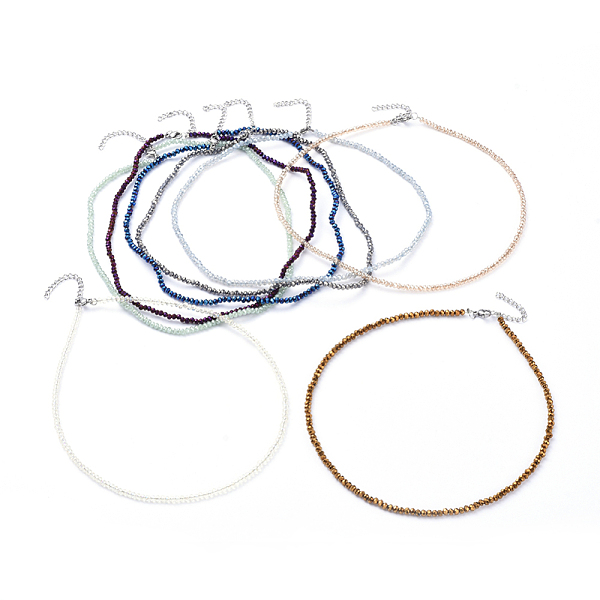 

PandaHall Electroplate Glass Beaded Necklaces, with Stainless Steel Lobster Claw Clasps and Curb Chains, Mixed Color, 14.96 inch(38cm) Glass..., Multicolor
