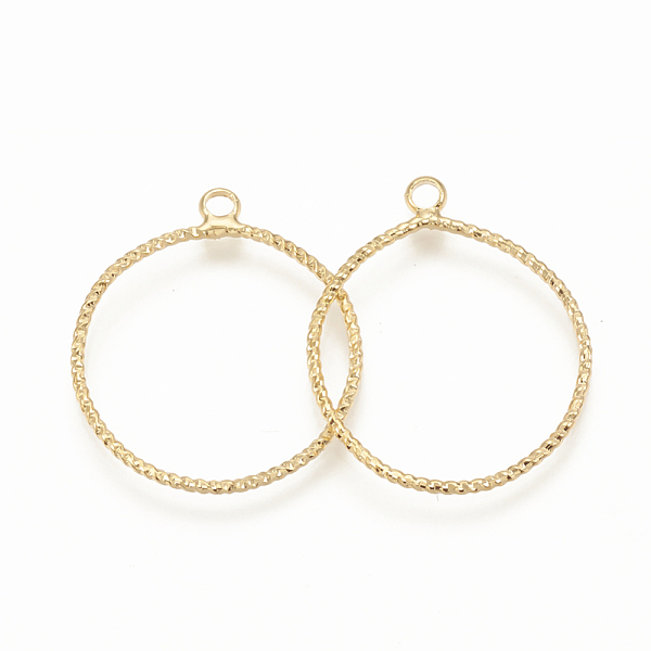 

PandaHall Brass Pendants, Ring, Nickel Free, Real 18K Gold Plated, 28x25x1mm, Hole: 1.5mm Brass Ring