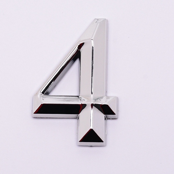 

PandaHall Plastic & PVC Number Sign Labels, Silver, Num.4, 4: 70x46x8mm Plastic Silver