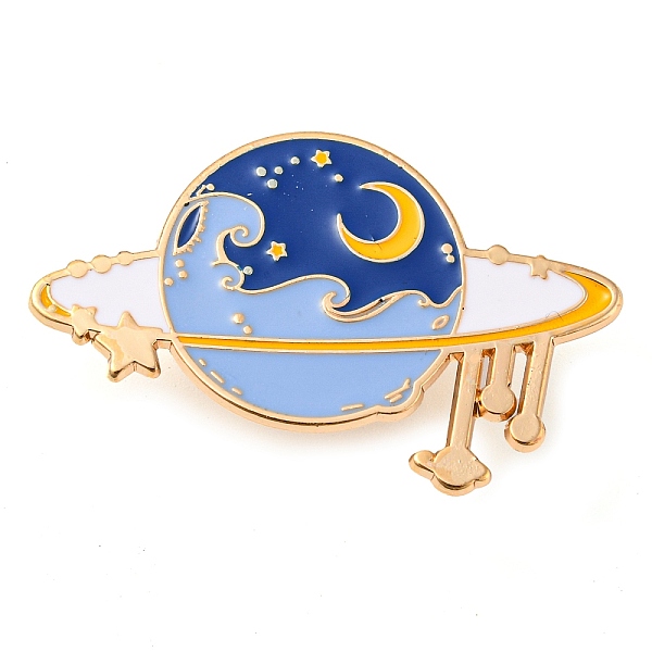 

PandaHall Planet Alloy Enamel Pin Broochs, Cadmium Free & Lead Free, Dark Blue, Golden, 26x40x1.5mm Alloy+Enamel Planet