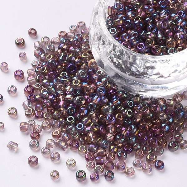 

PandaHall 8/0 Round Glass Seed Beads, Transparent Colours Rainbow, Round Hole, Misty Rose, 8/0, 3mm, Hole: 1mm, about 1111pcs/50g, 50g/bag...