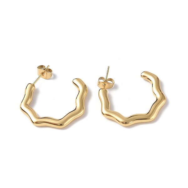 

PandaHall Ion Plating(IP) 304 Stainless Steel Wave Stud Earrings, Half Hoop Earrings for Women, Golden, 26x26x2.8mm, Pin: 0.8mm 304...