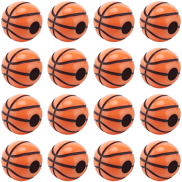 

PandaHall SUNNYCLUE 1 Bag 150Pcs Acrylic Basketball Beads Sports Beads Bulk Big Hole Yellow Sport Basket Ball Bead for Jewelry Making Beads..., Red