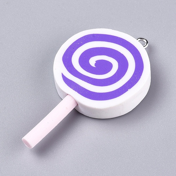 

PandaHall Handmade Polymer Clay Pendants, with Platinum Plated Iron Loops, Lollipop, Purple, 47~48x25~28x6~9mm, Hole: 2mm Polymer Clay Candy...