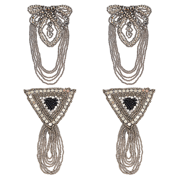 

PandaHall Fingerinspire 4Pcs 2 Styles Iron Fashion Tassel Epaulette, Punk Style Shoulder Badge, with Glass & Grenadine Finding, DIY Clothing...