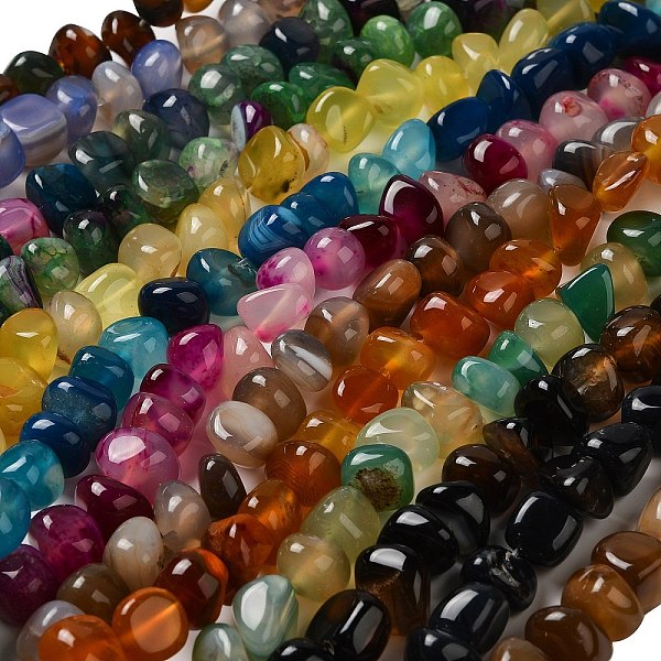 

PandaHall Natural Agate Beads Strands, Dyed & Heated, Nuggets, Tumbled Stone, Mixed Color, 6.5~13x10~13x1.5~11mm, Hole: 1.6mm, about..., Multicolor