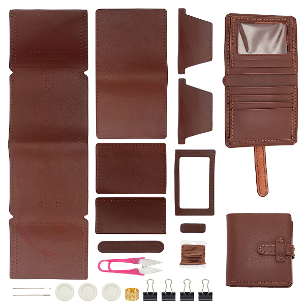 

PandaHall DIY Leather Men's Wallet Making Kits, including Fabrics, Thread, Needle, Scissor, Clip, Saddle Brown, 2.1~38.5x0.15~11x0.2~1.6cm...