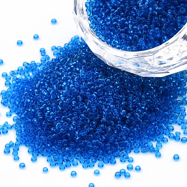 

PandaHall 15/0 Transparent Czech Glass Seed Beads, Round, Royal Blue, 1.5x1mm, Hole: 0.5mm, about 500g/bag Czech Glass
