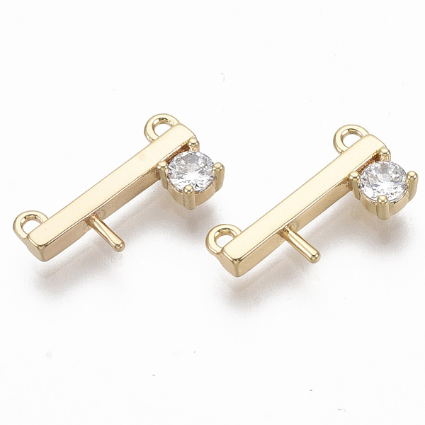 

PandaHall Brass Micro Pave Cubic Zirconia Peg Bails Pendants, for Half Drilled Beads, Rectangle, Nickel Free, Real 18K Gold Plated..., Clear