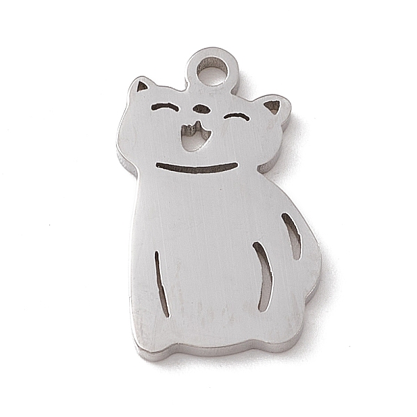 

PandaHall 304 Stainless Steel Pendants, Cat Charm, Stainless Steel Color, 18x10.5x1.3mm, Hole: 1.6mm 304 Stainless Steel Cat Shape