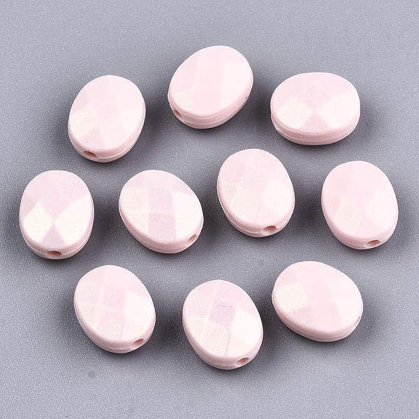 

PandaHall Spray Painted Acrylic Beads, Rubberized Style, Faceted, Oval, Pink, 10.5x8.5x5.5mm, Hole: 1.5mm, about 1433pcs/405g Acrylic Oval...